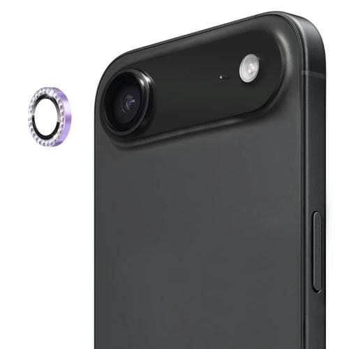 ENKAY AR - Lente de cámara con anillo de diamante individual antirreflejo, película completa de cristal para iPhone 17 Air (morado claro)