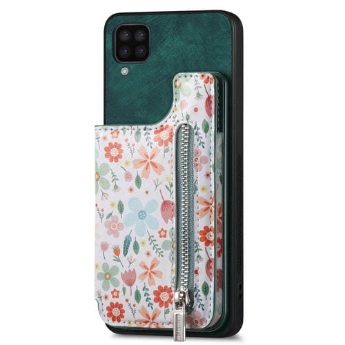 Estuche para Teléfono Samsung Galaxy M33 con Billetera y Cremallera Pintada Retro (Verde)