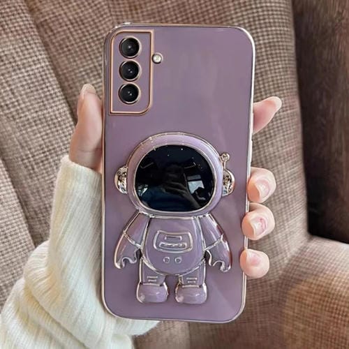 Estuche para Teléfono Samsung Galaxy M54 F54 con Soporte Astronauta Galvanizado (Púrpura)