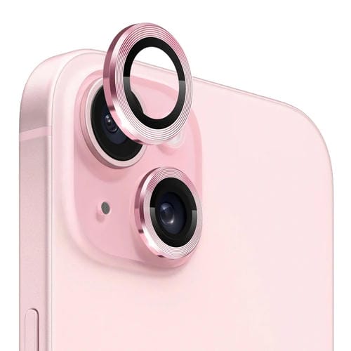 Protector de Lente de Cámara Northjo para iPhone 15/15 Plus Vidrio Templado Anillo de Metal (Rosa) - MOVILSTORE