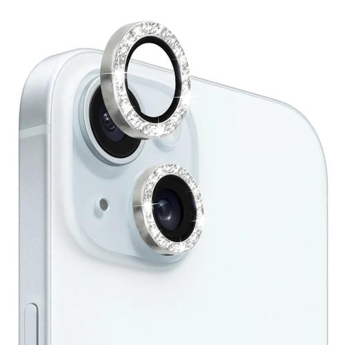 Protector de Lente de Cámara Northjo para iPhone 15/15 Plus Vidrio Templado Anillo de Metal (Plata) - MOVILSTORE