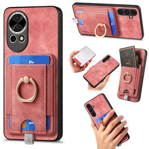 Funda de Cuero con Tarjetero Magnético Divisible para Huawei Nova 13 Pro (Rosa)