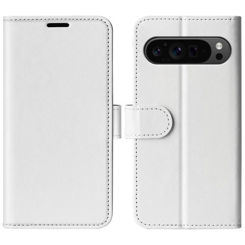 Funda de Cuero con Tapa Horizontal y Textura R64 para Google Pixel 9 Pro XL (Blanca)