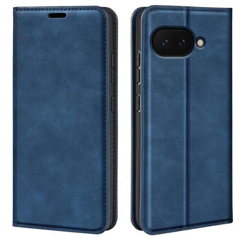 Funda de Cuero con Ventosa Magnética para Google Pixel 9A Retro-Skin (Azul Oscuro)