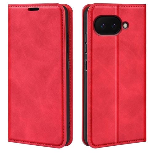 Funda de Cuero con Ventosa Magnética para Google Pixel 9A Retro-Skin (Roja)