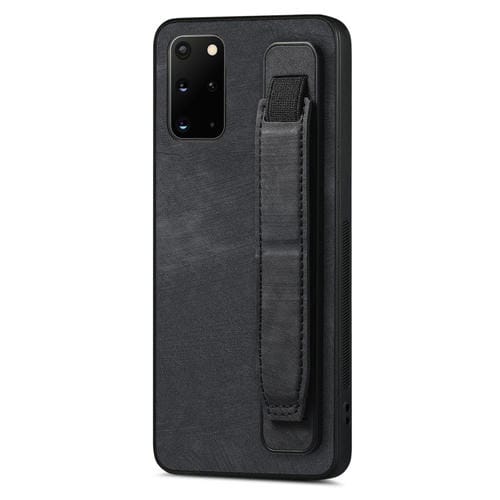 Funda Trasera de Cuero para Samsung Galaxy S20 con Soporte para Pulsera (Negro)