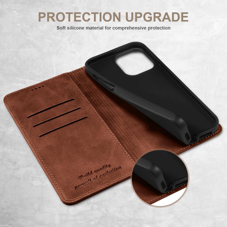 Funda de Piel Suteni con Tapa Horizontal y Textura de Becerro para iPhone 16E (Marrón)