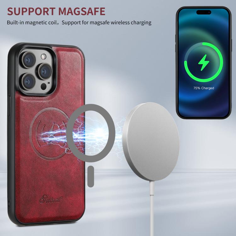 Funda para Teléfono Suteni H17 Oil Eax con Billetera Desmontable Magsafe para iPhone 16E (Rojo)