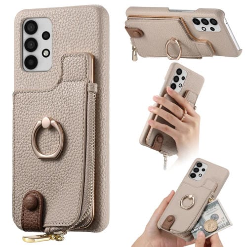 Funda para Teléfono Samsung Galaxy A33 5G Litchi Leather Oil Edge Ring Zipper Wallet Back (Blanco)