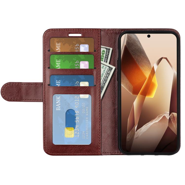 Funda de Cuero con Tapa Horizontal Textura R64 para OnePlus 13 (Marrón)