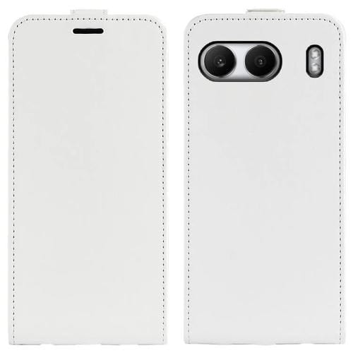 Funda de Cuero con Tapa Vertical y Textura R64 para OnePlus Nord 4 (Blanca)