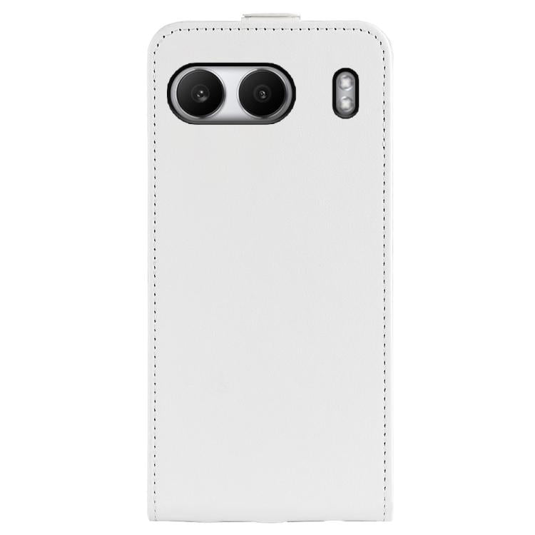 Funda de Cuero con Tapa Vertical y Textura R64 para OnePlus Nord 4 (Blanca)