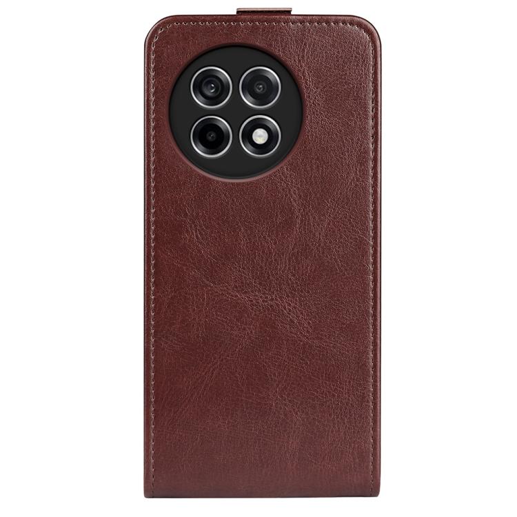 Funda de Cuero con Tapa Vertical Textura R64 para OnePlus Ace 5 Pro (Marrón)