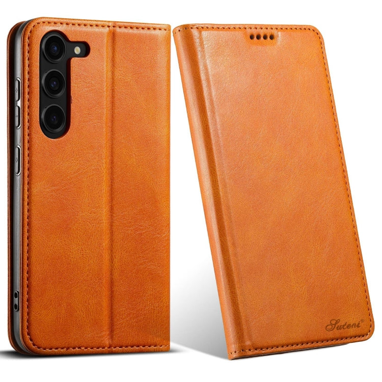 Funda para Samsung Galaxy S22 + 5G Suteni J02 Cuero con Billetera de Cera de Aceite (Caqui)