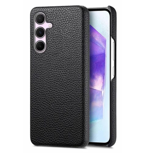 Funda Trasera Samsung Galaxy A55 5G Litchi Oil Edge Cuero (Negro)