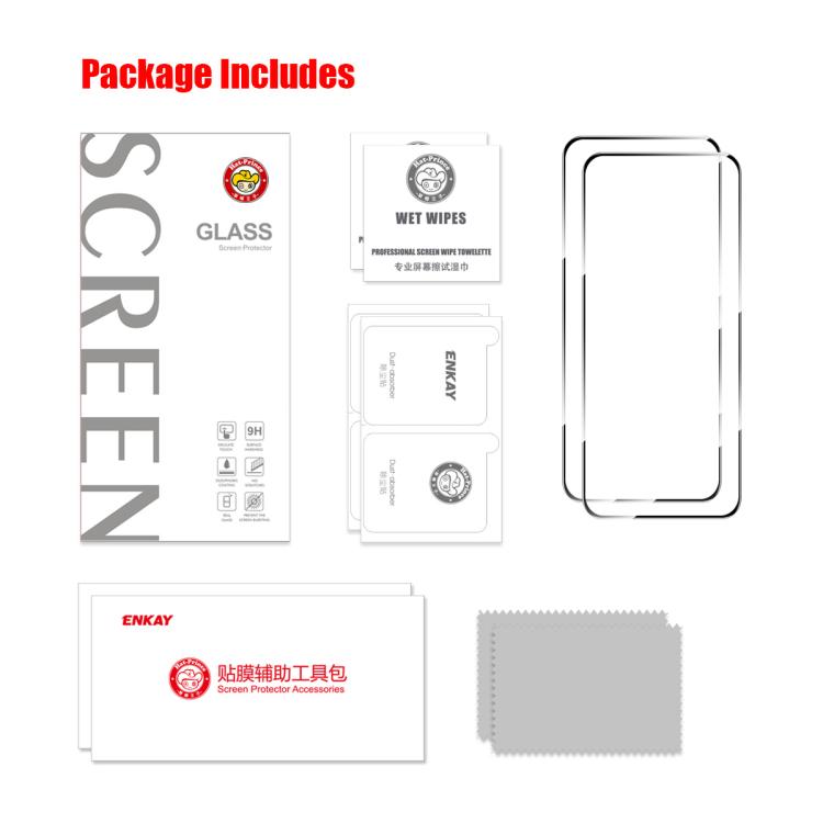 Película de vidrio templado ENKAY de alta densidad de aluminio y silicio para Infinix GT 30 Pro (2 unidades)