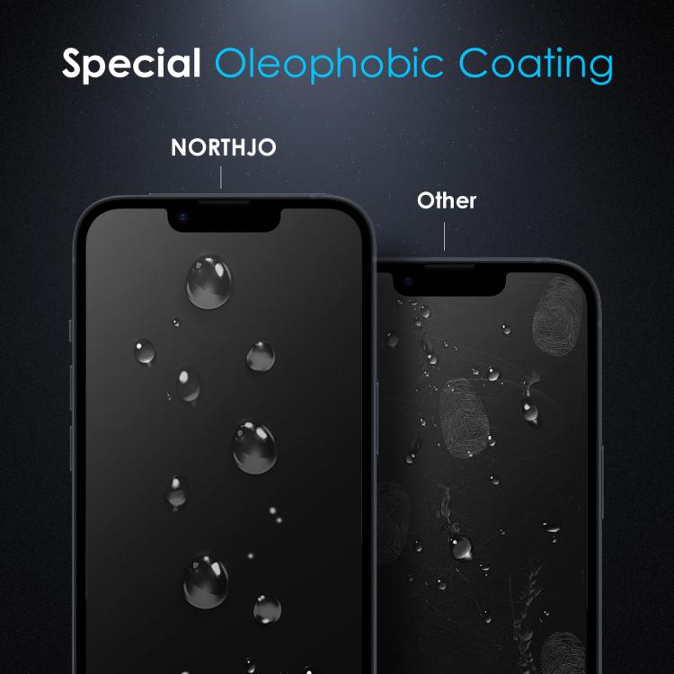 Película de Vidrio Templado Northjo iPhone 16E Impresión de Seda Pegamento Total Privacidad (28 Grados)