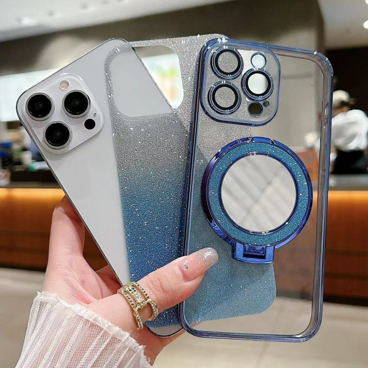 Funda para Teléfono iPhone 15 Magsafe con Soporte Espejo Plateado y Brillo Degradado (Dorado) - MOVILSTORE