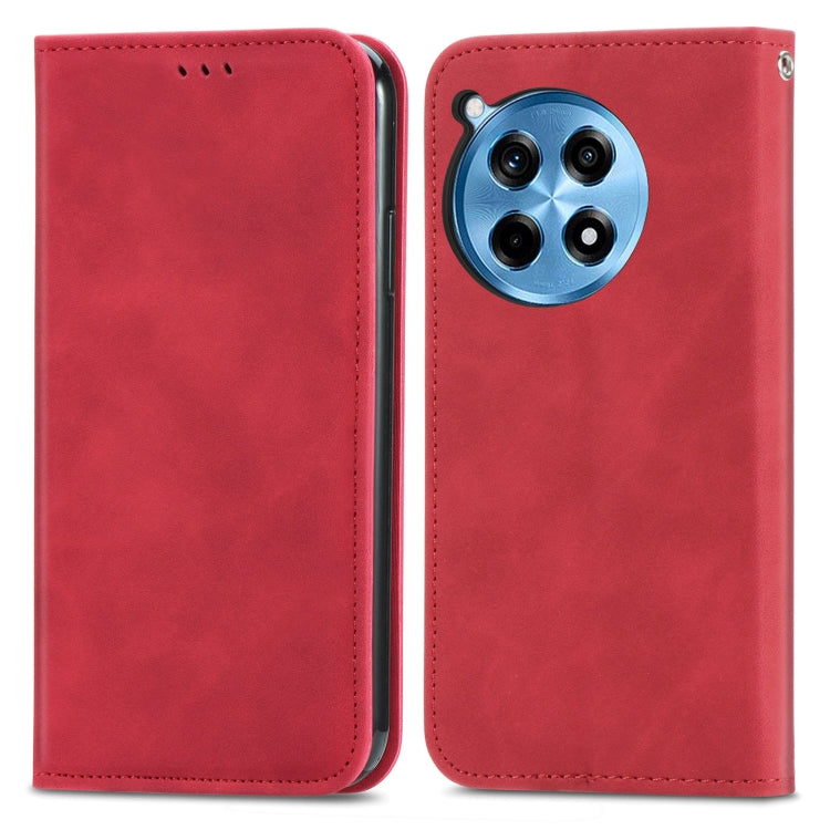 Funda de Cuero con Tapa Magnética para OnePlus Ace 3 Pro (Rojo)