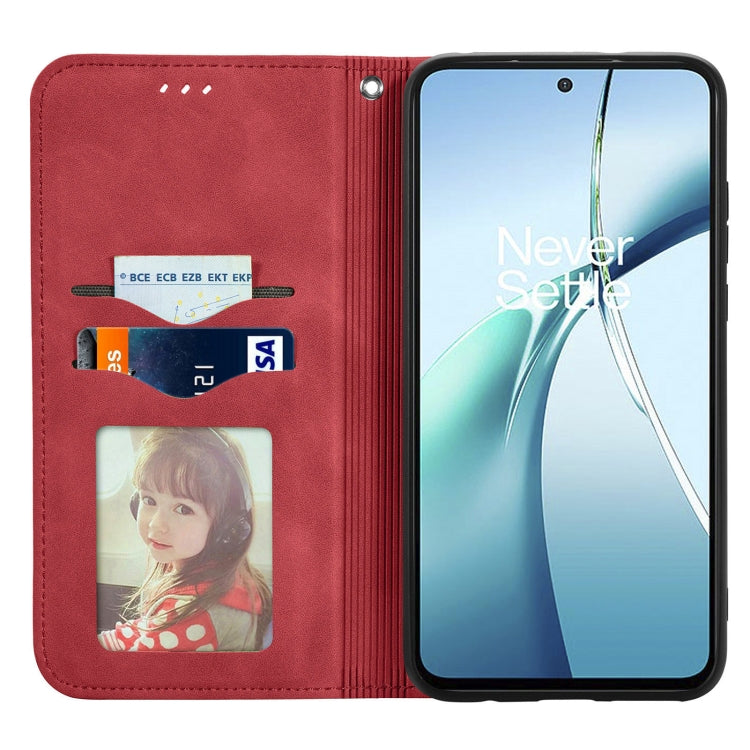 Funda de Cuero con Tapa Magnética para OnePlus Ace 3 Pro (Rojo)