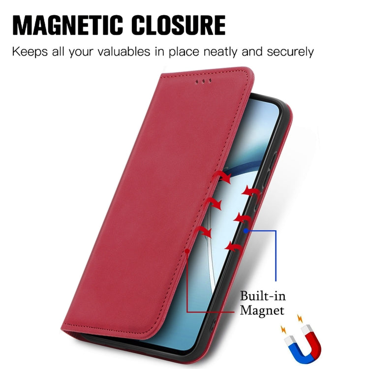 Funda de Cuero con Tapa Magnética para OnePlus Ace 3 Pro (Rojo)