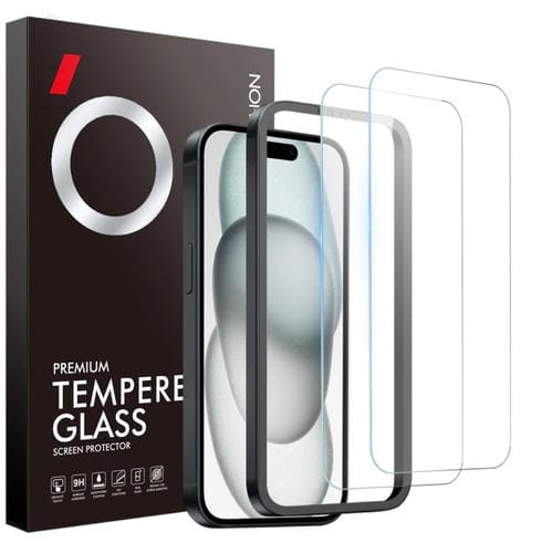 Protector de Pantalla Northjo iPhone 15 Vidrio Templado con Marco de Instalación (2 Piezas) - MOVILSTORE