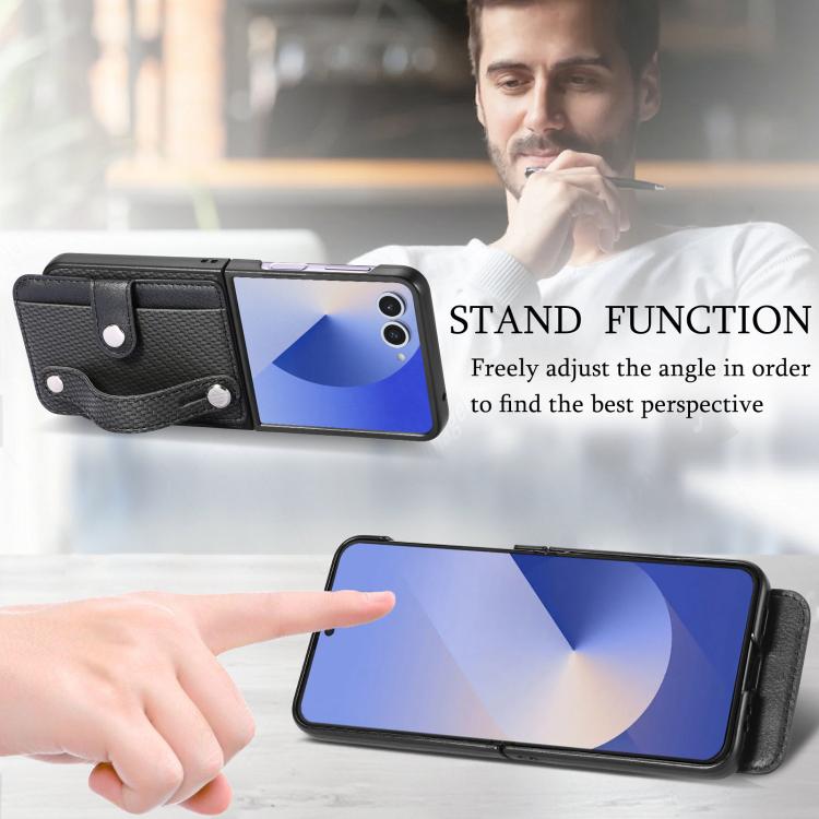 Funda trasera con función atril para Samsung Galaxy Z Flip7 5G, color negro