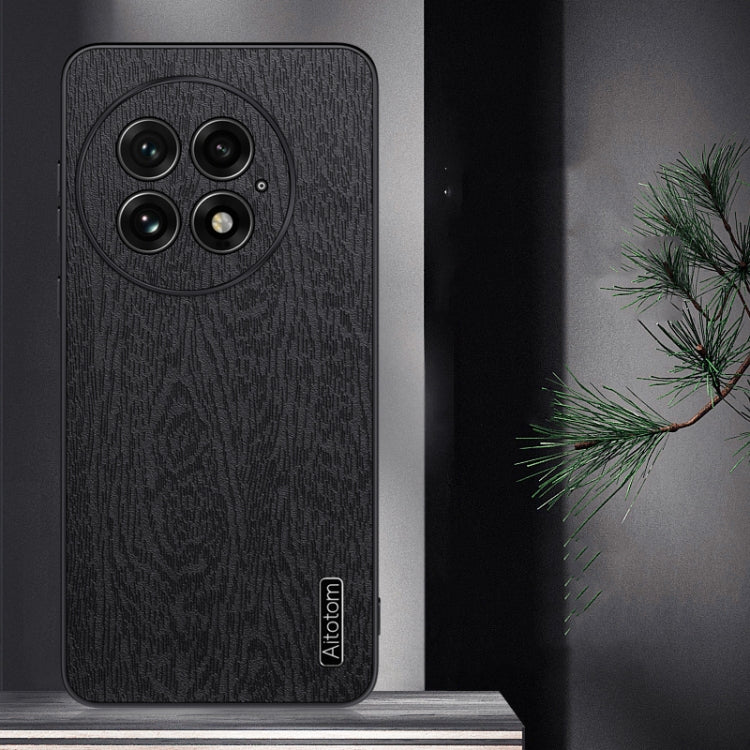 Funda para Teléfono OnePlus 13 a Prueba de Golpes de Cuero con Corteza de Árbol (Azul)