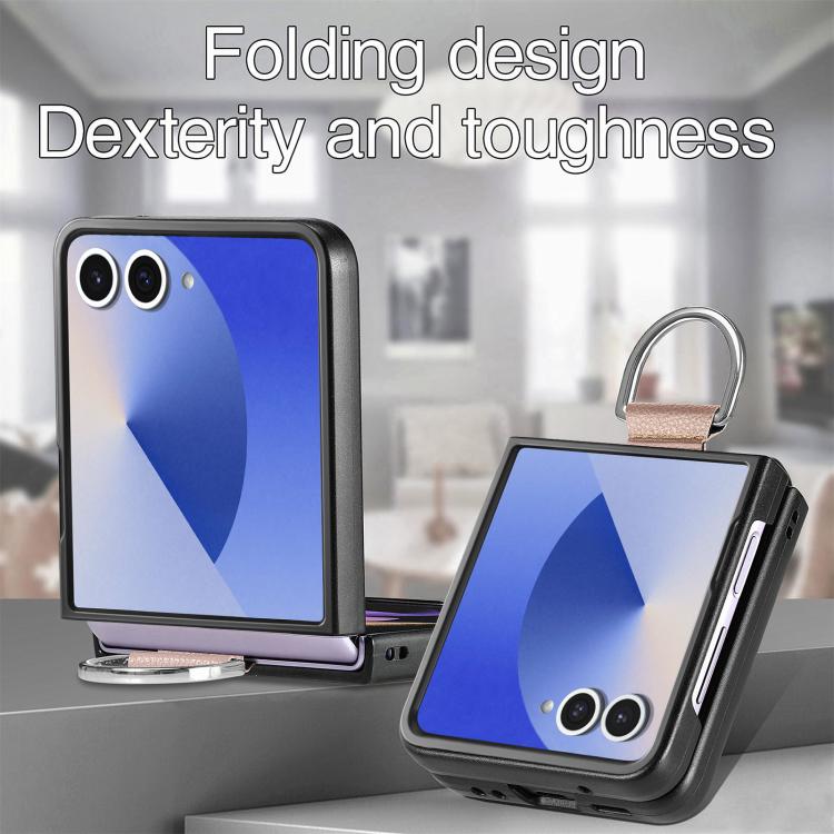 Funda de cuero con textura de lichi para Samsung Galaxy Z Flip7 5G (gris)