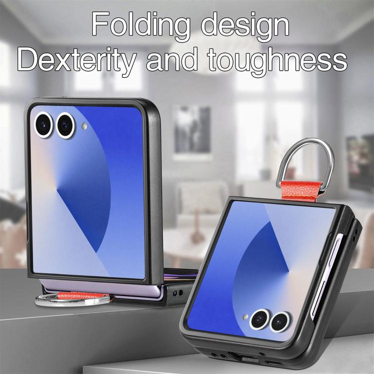 Funda de cuero con textura de lichi para Samsung Galaxy Z Flip7 5G (naranja)
