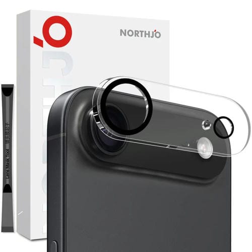 Protector de lente de cámara NORTHJO para iPhone 17 Air, película de vidrio templado con efecto 3D Night Shot (negro)