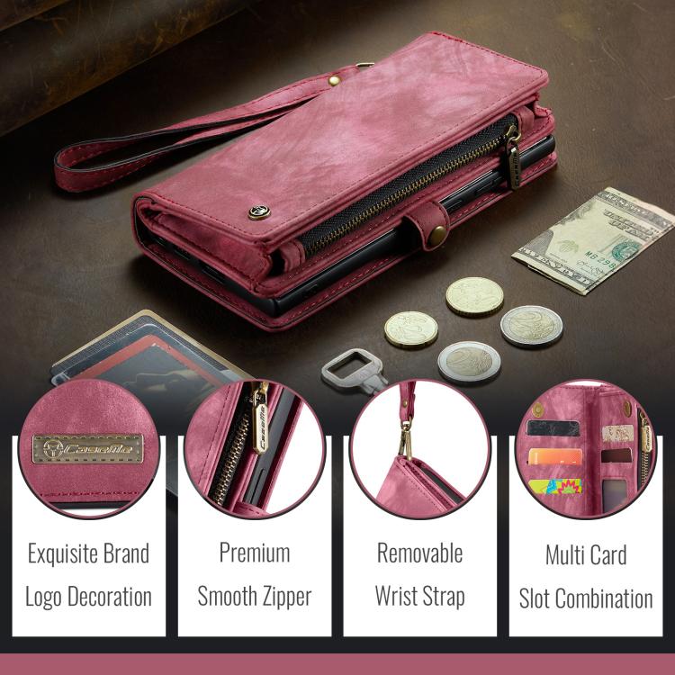 Funda de Cuero Caseme 008 para iPhone 16E Desmontable Multifuncional (Roja)