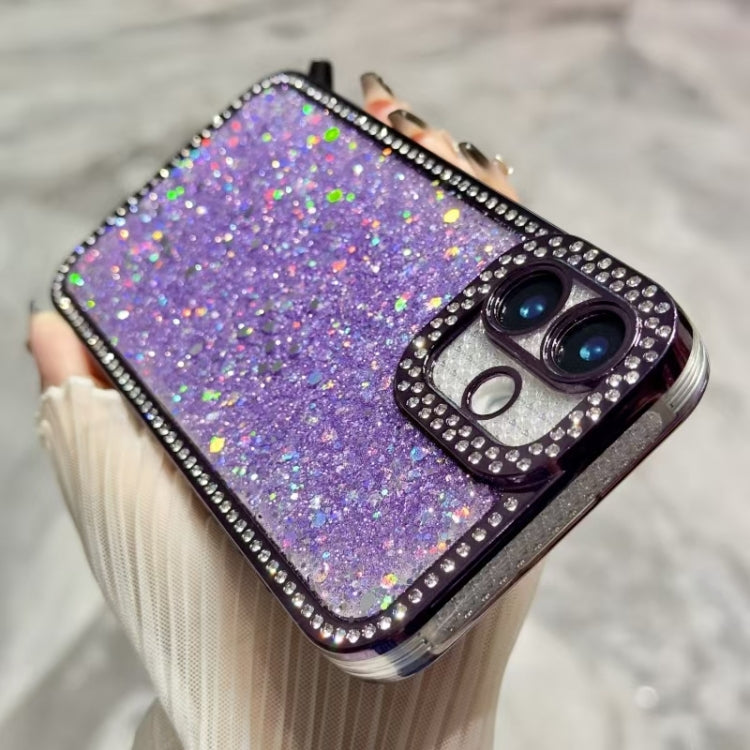 Funda de TPU con lentejuelas y diamantes brillantes para iPhone 16e (dorada)