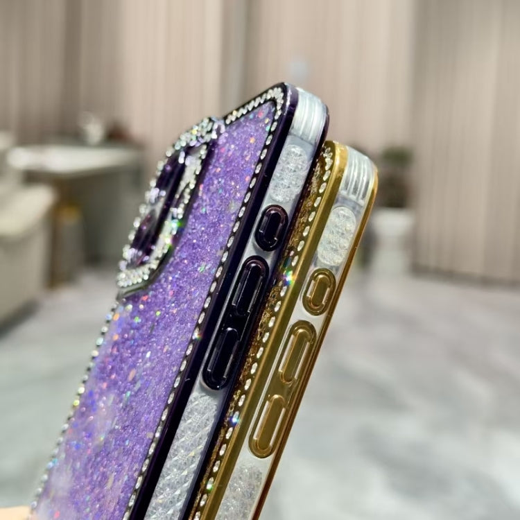 Funda de TPU con lentejuelas brillantes y diamantes para iPhone 16e (negra)