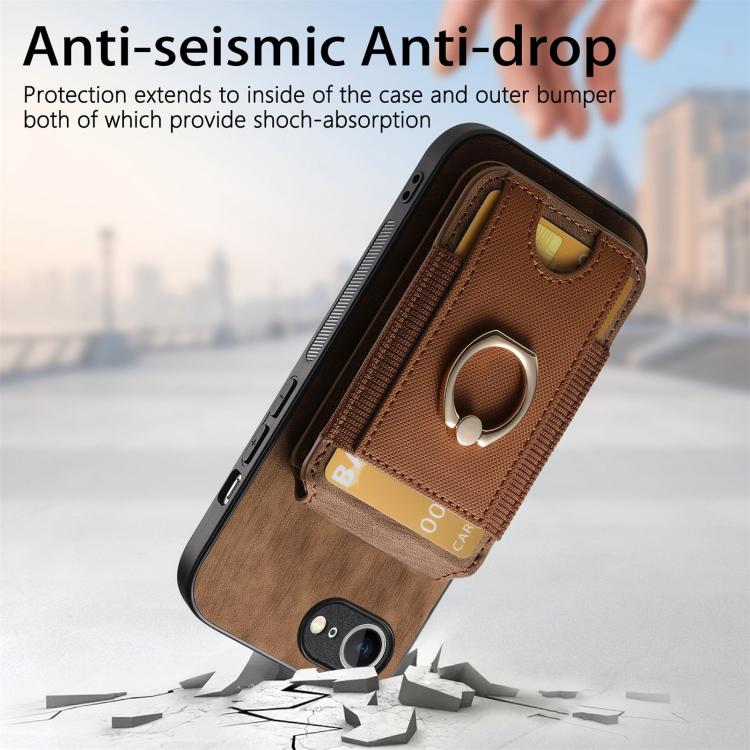 Funda de Cuero para iPhone 16E con Soporte Magnético Divisible Estilo Retro (Marrón)