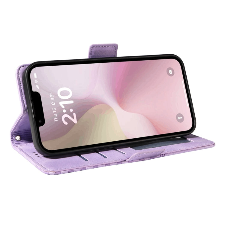 Funda de Cuero Enkay para iPhone 16E Estampado Rombos y Estrellas con Película Protectora (Marrón)