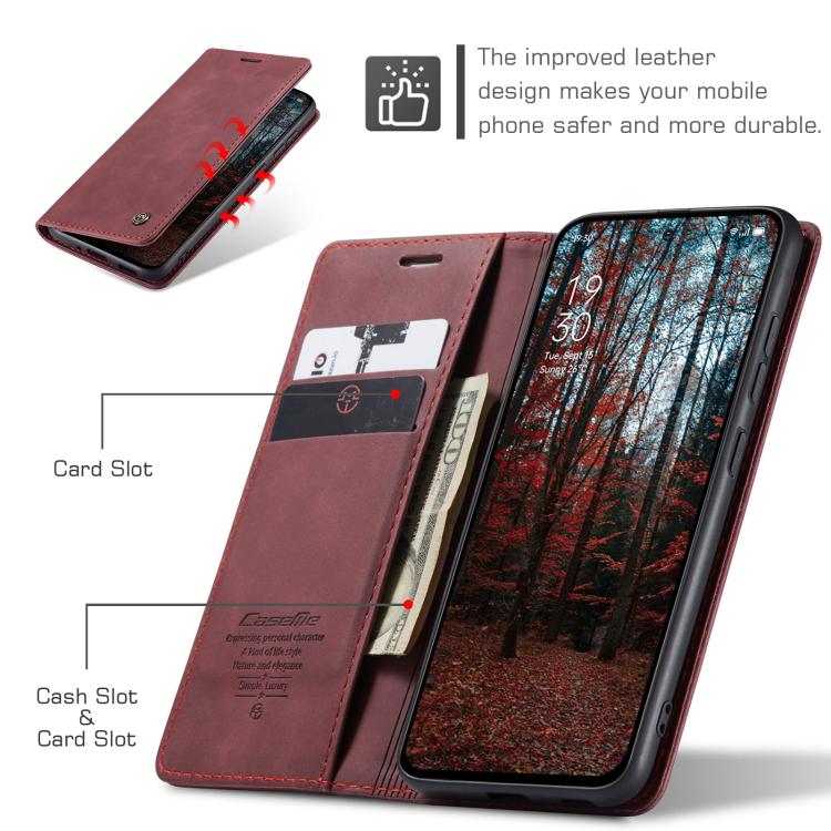 Funda de Cuero con Tapa Horizontal Multifuncional para Oppo Reno13 Pro Global Caseme 013 (Roja)