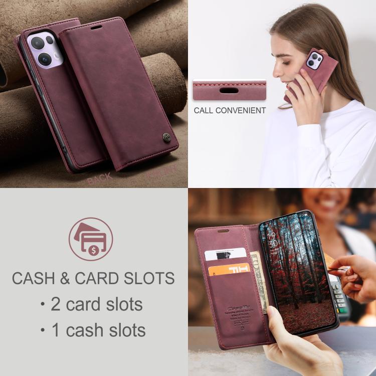Funda de Cuero con Tapa Horizontal Multifuncional para Oppo Reno13 Pro Global Caseme 013 (Roja)