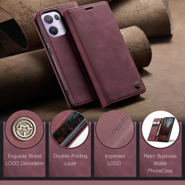 Funda de Cuero con Tapa Horizontal Multifuncional para Oppo Reno13 Pro Global Caseme 013 (Roja)