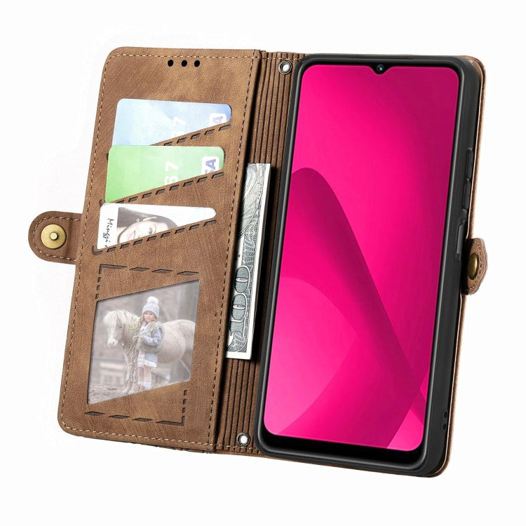 Funda de Cuero con Hebilla Lateral y Cierre Geométrico para Oukitel C53 (Marrón)