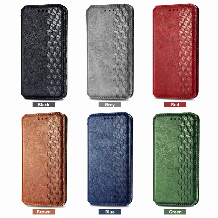 Funda de Cuero Magnética con Diseño de Cuadrícula Cúbica para Oukitel C53 (Negra)