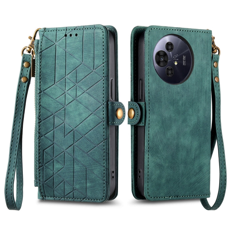 Funda de Cuero Nxtpaper para TCL 50 Pro con Hebilla Lateral y Cremallera Geométrica (Verde)