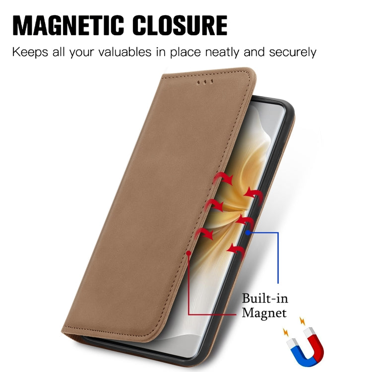 Funda de Cuero con Tapa Magnética para TCL 50 5G (Marrón)