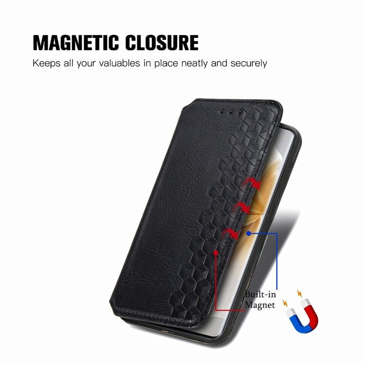 Funda de Cuero Magnética Nxtpaper para TCL 50 Pro con Diseño de Cuadrícula Cúbica (Negra)
