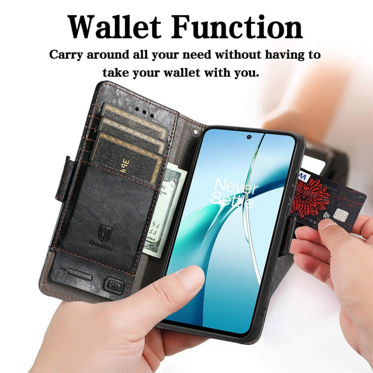 Funda de Cuero con Hebilla Magnética Doble para OnePlus Ace 3 Pro (Negra)