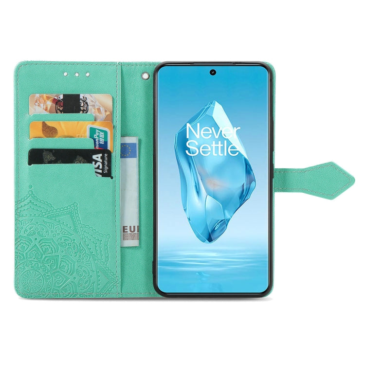 Funda de Cuero con Relieve de Flor de Mandala para OnePlus Ace 3 Pro (Verde)