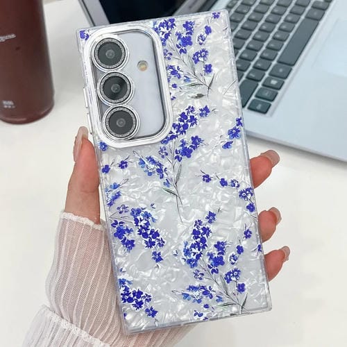 Funda TPU Samsung Galaxy A25 5G Textura Flores Plantas Galvanizadas (Flor Azul Fl13)