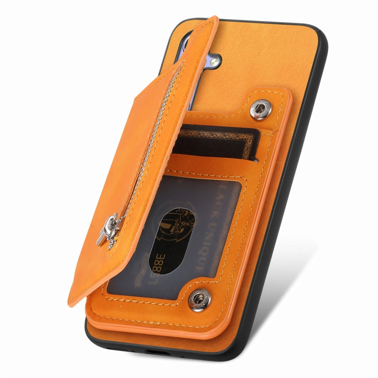 Funda para Teléfono OnePlus Nord Ce4/Ace 3V con Cremallera y Tarjetero Estilo Retro (Amarillo)