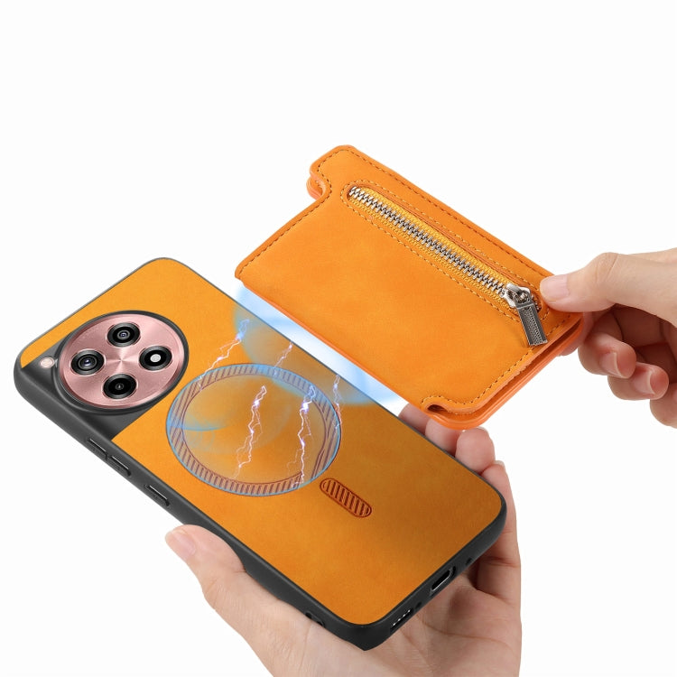 Funda para Teléfono OnePlus Nord Ce4/Ace 3V con Cremallera y Tarjetero Estilo Retro (Amarillo)