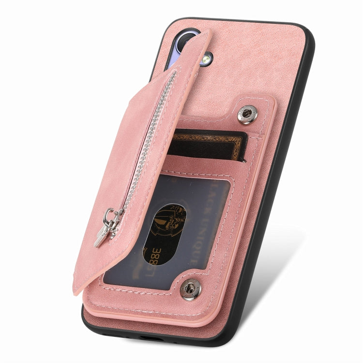 Funda para Teléfono OnePlus Nord Ce4 Ace 3V con Cremallera Retro Magsafe (Rosa)